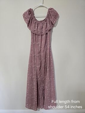 Dusty Rose Floral Off-Shoulder Maxi Dress